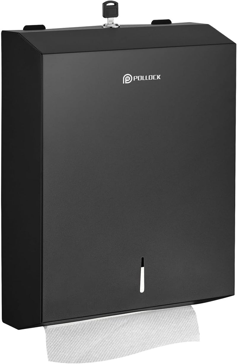 pollock Commercial PaperTowel Holder Dispenser Wall Mount, Stainless Steel Bathroom Paper Towel Holder, Toilet Paper Napkin Holder, C Fold Multifold Trifold Paper Towel Dispenser, - Image 1